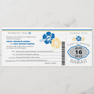 Hawaii Boarding Pass Wedding Invitation