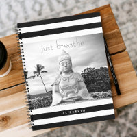Hawaii Buddha Black White Stripes Just Breathe
