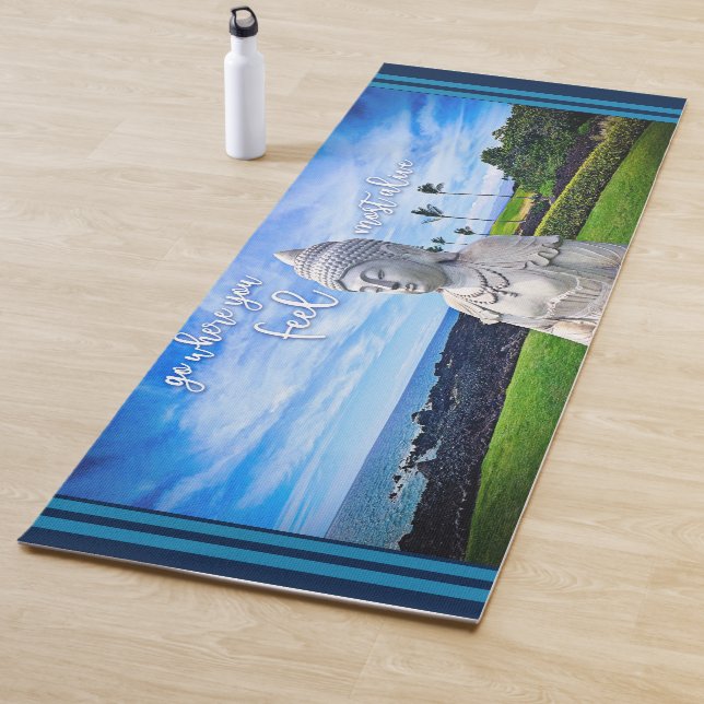 Hawaii Buddha Photo Inspirational Quote Tropical Yoga Mat (In Situ)