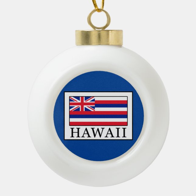 Hawaii Ceramic Ball Christmas Ornament (Front)