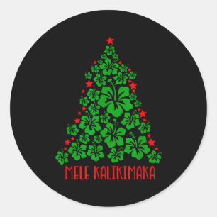 Hawaii Christmas Mele Kalikimaka Floral Christmas Classic Round Sticker