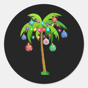 Hawaii Christmas Palm Tree Tropical Xmas Coconut L Classic Round Sticker