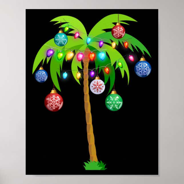 Hawaii Christmas Palm Tree Tropical Xmas Coconut L Poster (Front)