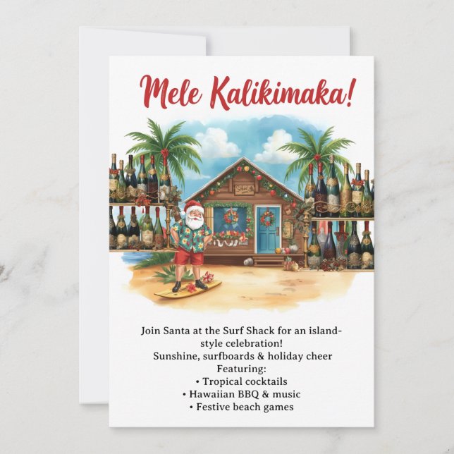 Hawaii christmas  party Hawaii “Mele Kalikimaka!”  Invitation (Front)