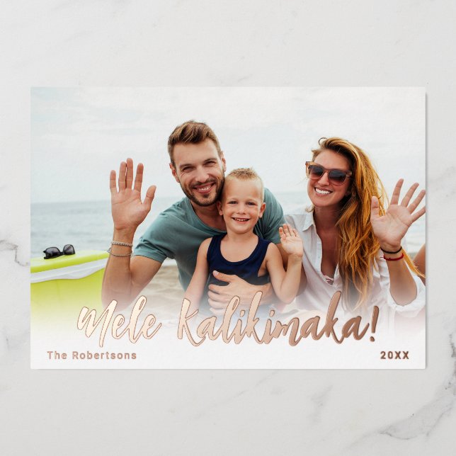 Hawaii Christmas Photo Card Foil Mele Kalikimaka (Front)