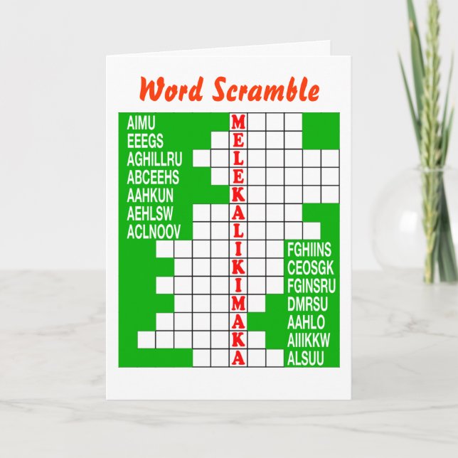 Hawaii Christmas Word Scramble Holiday Card (Front)
