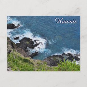 Hawaii Cliff Ocean Waves Scenic View Postcard
