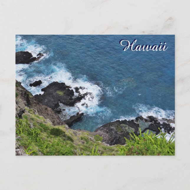 Hawaii Cliff Ocean Waves Scenic View Postcard (Front)