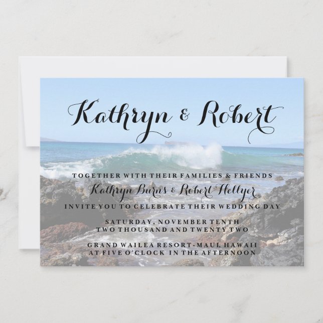 Hawaii Coast Makena Cove Wedding Invitation (Front)