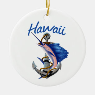 Hawaii Deep Sea Fishing Ceramic Tree Decoration