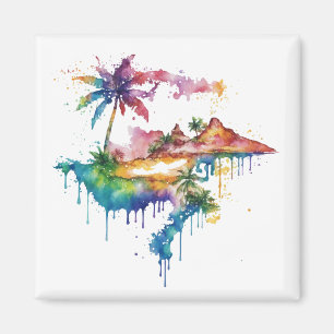 Hawaii design with colourful splatters magnet