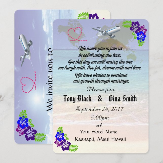 Hawaii Destination Wedding Invitation (Front/Back)
