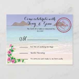 Hawaii Destination Wedding RSVP Postcard