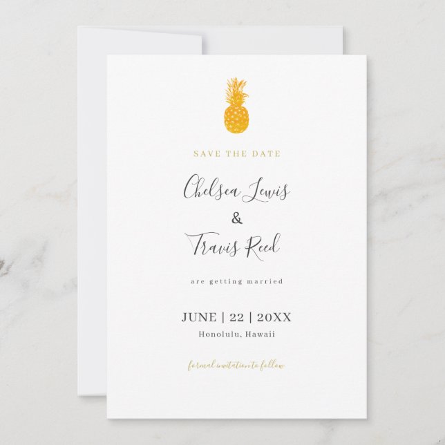 Hawaii Destination Wedding Save the Date Pineapple (Front)