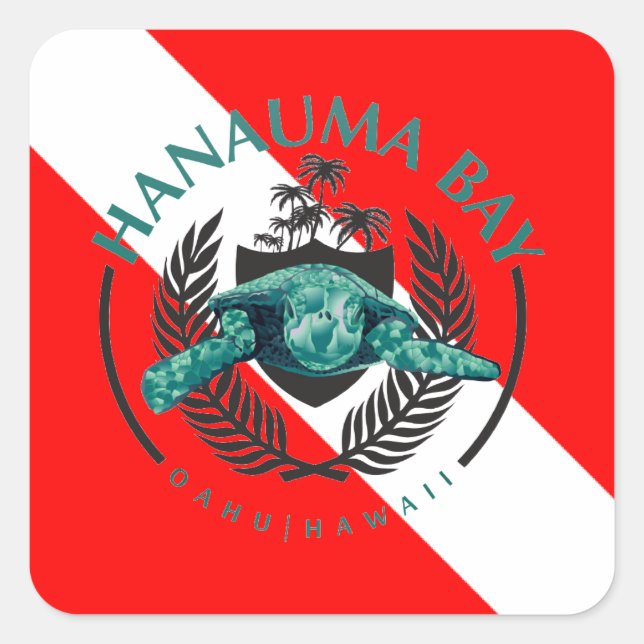 Hawaii Dive Flag Square Sticker (Front)