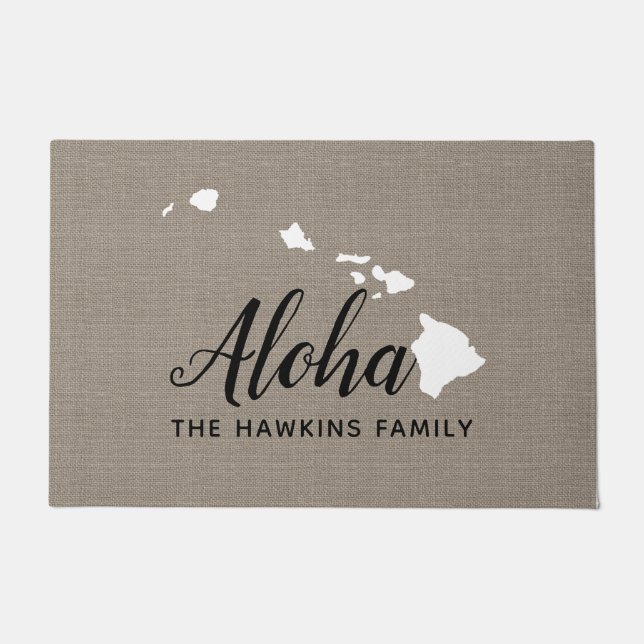 Hawaii Family Monogram State Doormat (Front)