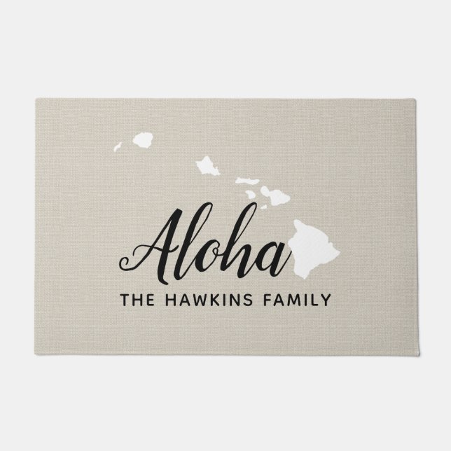 Hawaii Family Monogram State Doormat (Front)