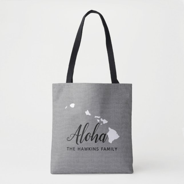 Hawaii Family Monogram State Tote Bag (Front)