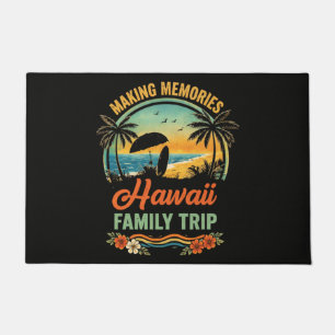 Hawaii Family Trip Beach Sunset Paragliding Scene Doormat