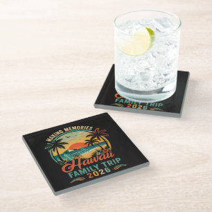 Hawaii Family Trip Tropical Sunset 2026 Glass Coaster