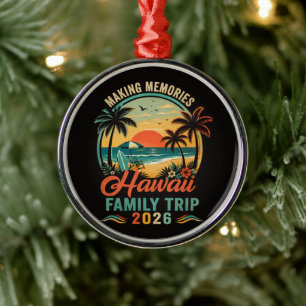 Hawaii Family Trip Tropical Sunset 2026 Metal Tree Decoration