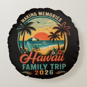 Hawaii Family Trip Tropical Sunset 2026 Round Cushion