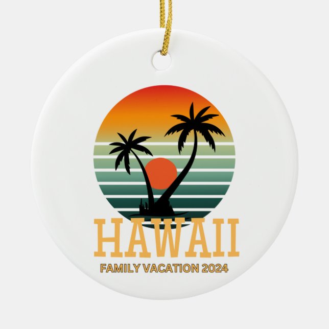 Hawaii Family Vacation 2024 Ceramic Tree Decoration (Front)