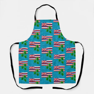 Hawaii Flag and Green Sea Turtles Apron