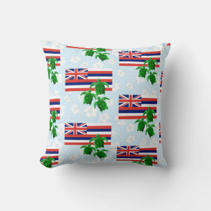 Hawaii Flag and Green Sea Turtles Floral Cushion