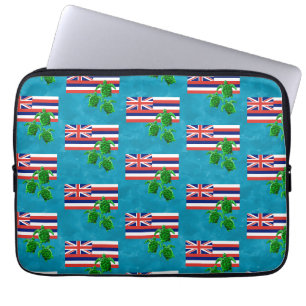 Hawaii Flag and Green Sea Turtles Laptop Sleeve