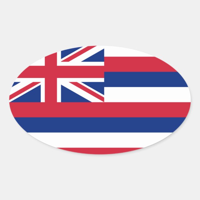 Hawaii* Flag Euro-style Oval Sticker (Front)