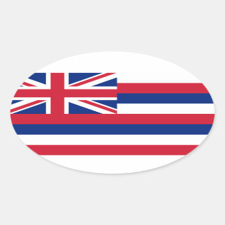 Hawaii* Flag Euro-style Oval Sticker