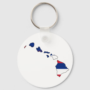 Hawaii Flag Map Key Ring