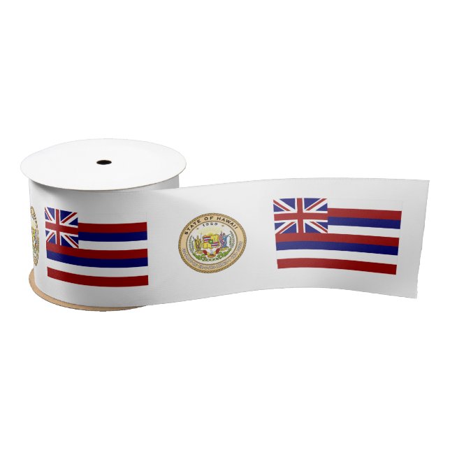 Hawaii flag-seal satin ribbon (Spool)