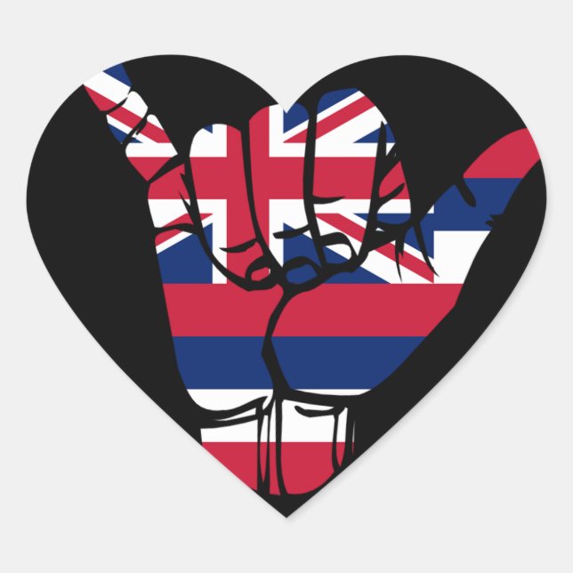 Hawaii Flag Shaka Sign Heart Sticker (Front)