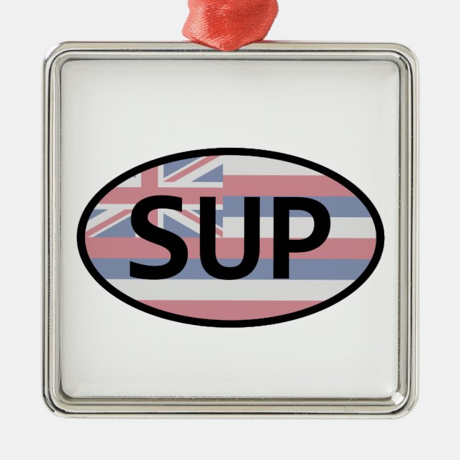 Hawaii Flag Standup Paddling Metal Tree Decoration (Front)
