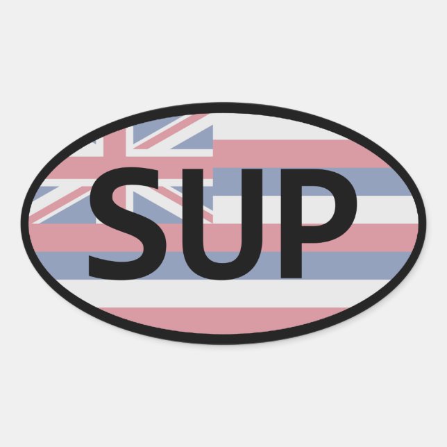 Hawaii Flag Standup Paddling Oval Sticker (Front)