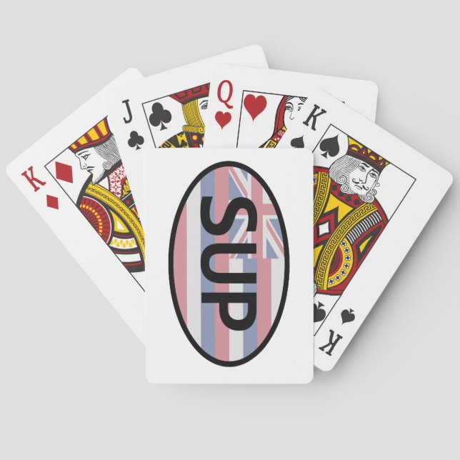 Hawaii Flag Standup Paddling Playing Cards (Back)