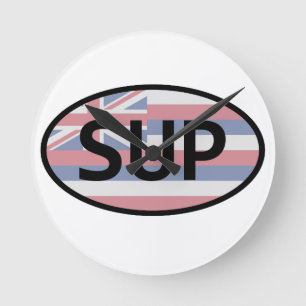 Hawaii Flag Standup Paddling Round Clock