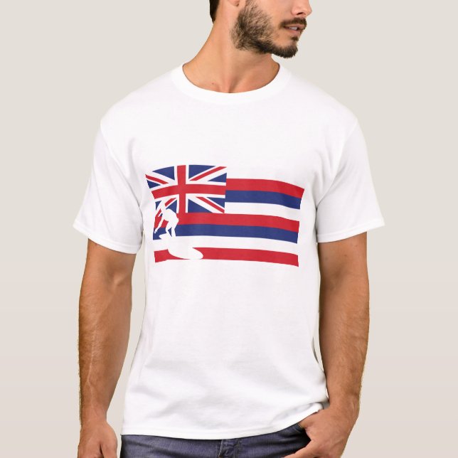 Hawaii Flag T-Shirt - Surfing - Surfer (Front)