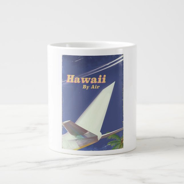 Hawaii Flight vintage vacation print Large Coffee Mug (Front)