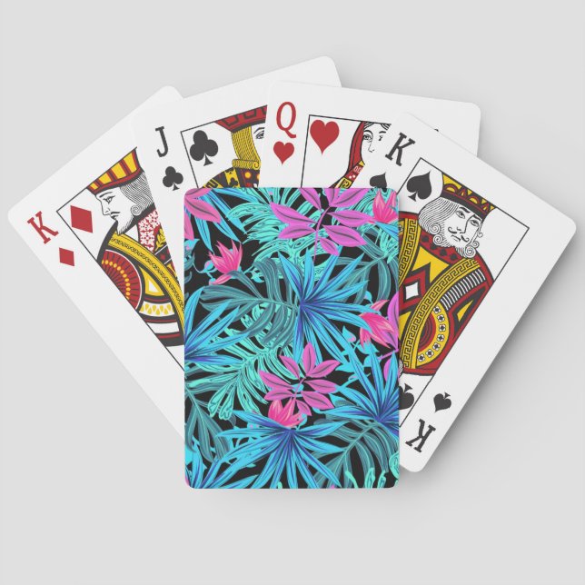 Hawaii Floral Print Playing Cards (Back)