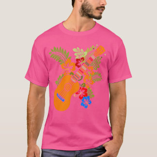 Hawaii Floral Uke Ukulele - Flower Aloha Ukulele T-Shirt