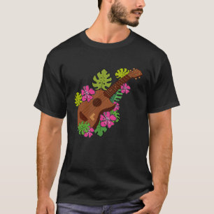 Hawaii Floral Ukulele  Player Music  Graphic T-Shirt