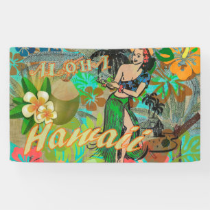 Hawaii Flower Hula Vintage Floral Graphic Banner
