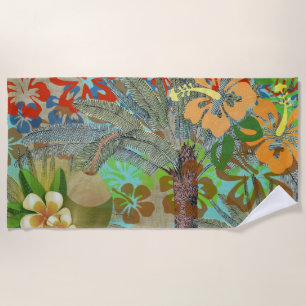 Hawaii Flower Hula Vintage Floral Graphic Beach Towel