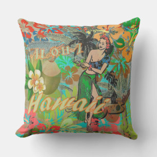 Hawaii Flower Hula Vintage Floral Graphic Cushion
