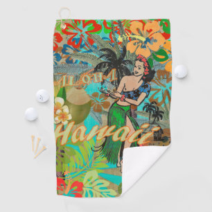 Hawaii Flower Hula Vintage Floral Graphic Golf Towel