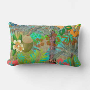 Hawaii Flower Hula Vintage Floral Graphic Lumbar Cushion