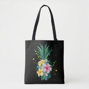 Hawaii Flower Pineapple Art Vacation Tote Bag